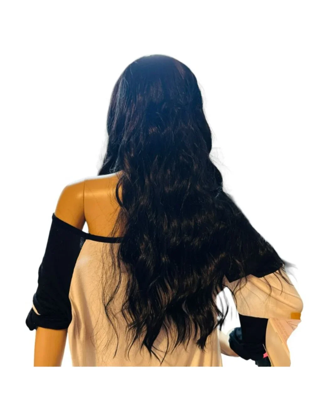 Aisi Queens Long Wavy Black Lace Front Wig With Adjustable Straps & Combs